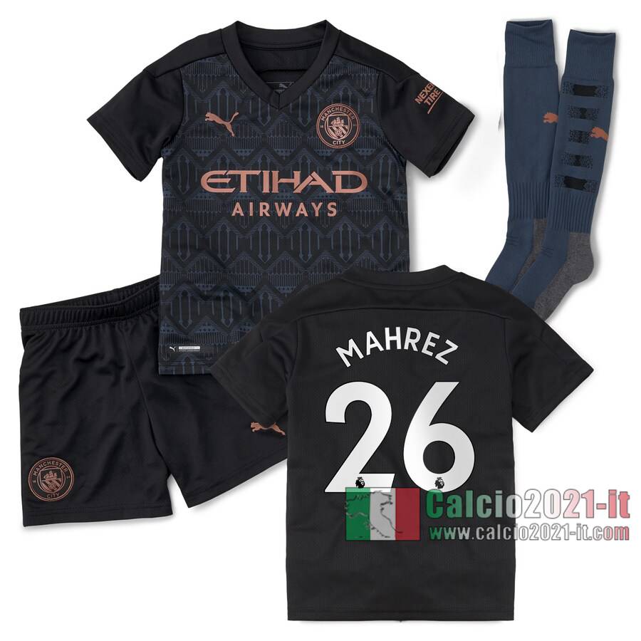 Le Nuove Seconda Maglia Calcio Manchester City Bambino Mahrez #26 2020-2021