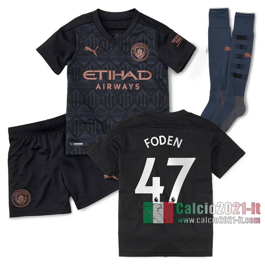 Le Nuove Seconda Maglia Calcio Manchester City Bambino Foden #47 2020-2021