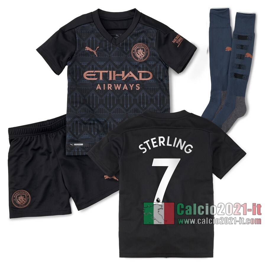 Le Nuove Seconda Maglia Calcio Manchester City Bambino Sterling #7 2020-2021