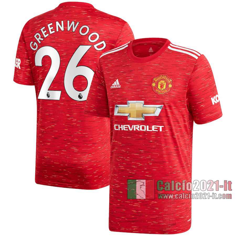 Le Nuove Prima Maglia Calcio Manchester United Uomo Mason Greenwood #26 2020-2021