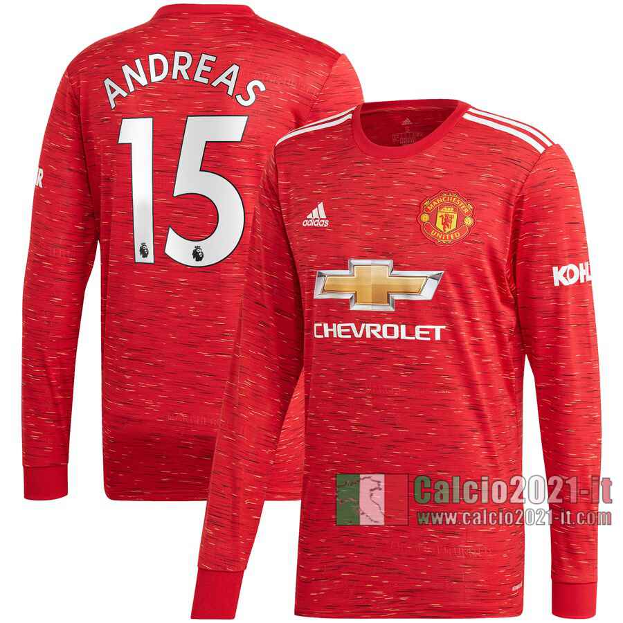 Le Nuove Prima Maglia Calcio Manchester United Uomo Manica Lunga Andreas Pereira #15 2020-2021