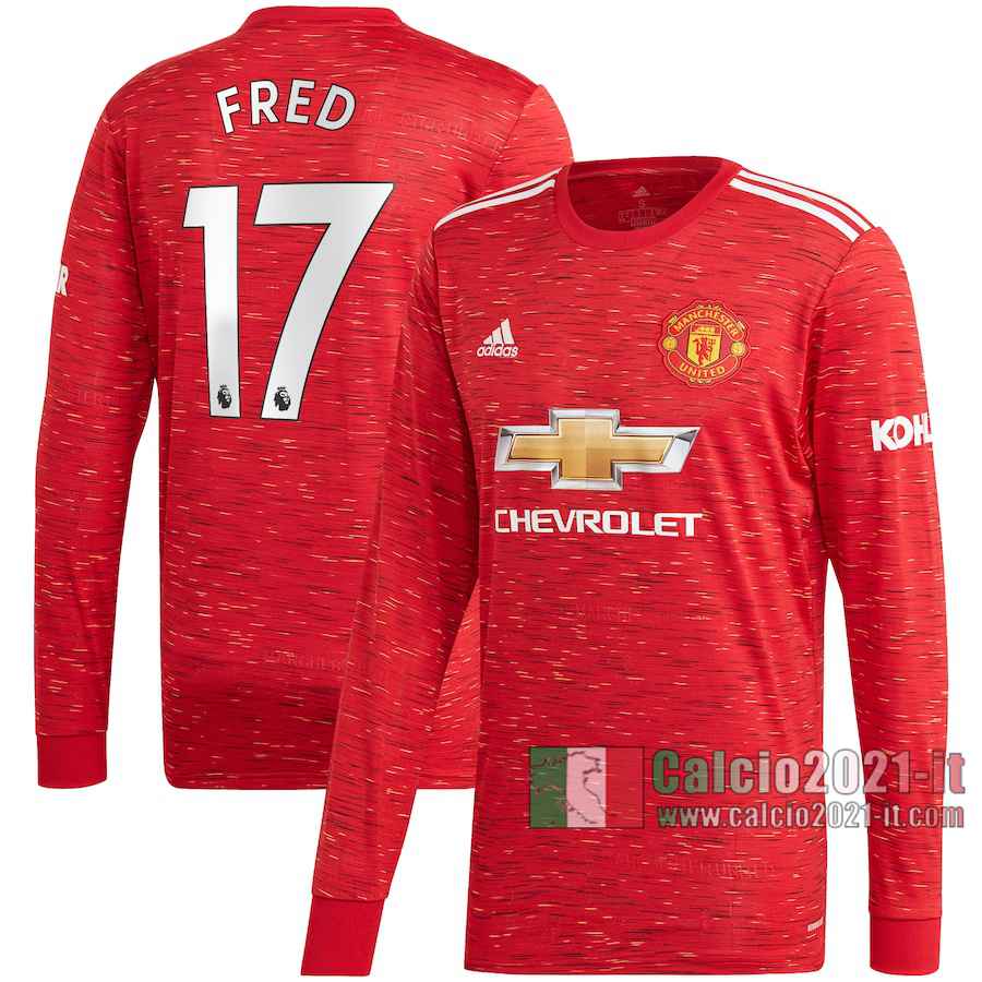 Le Nuove Prima Maglia Calcio Manchester United Uomo Manica Lunga Fred #17 2020-2021