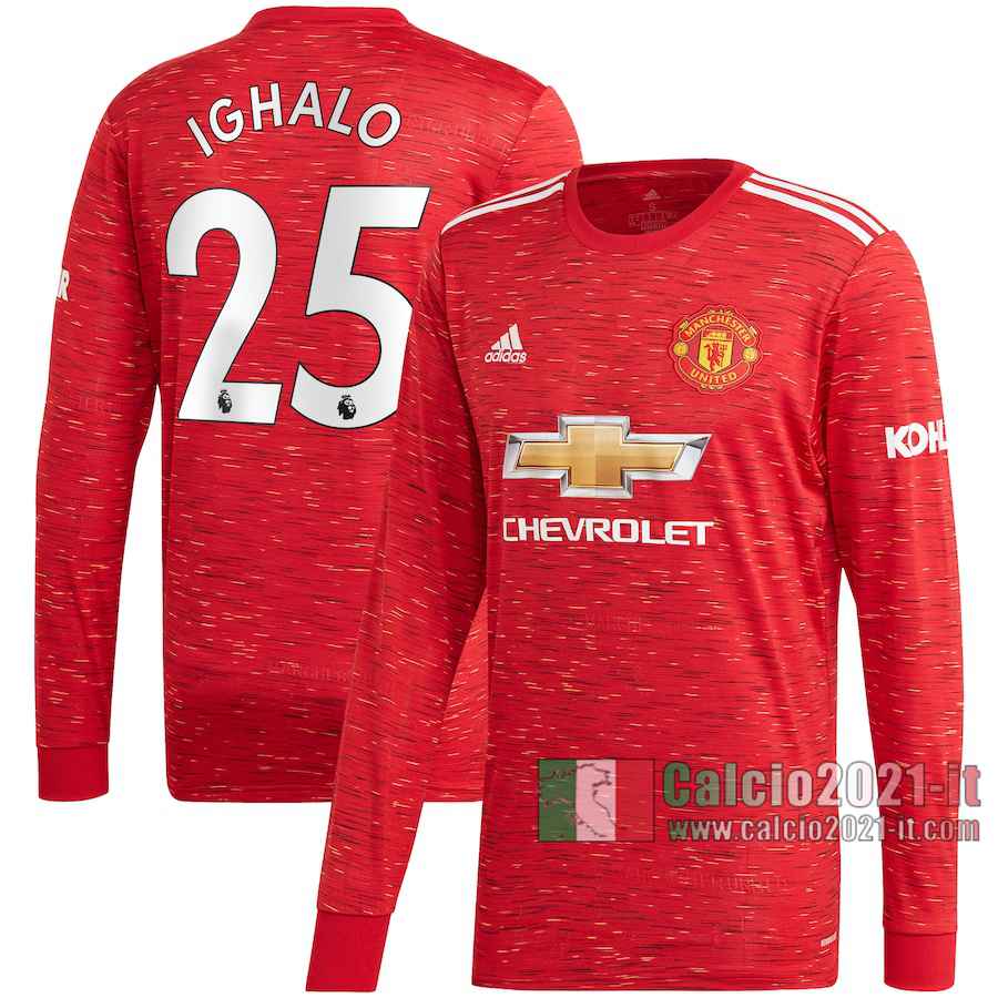 Le Nuove Prima Maglia Calcio Manchester United Uomo Manica Lunga Odion Ighalo #25 2020-2021