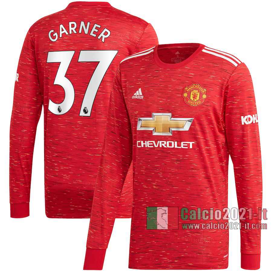 Le Nuove Prima Maglia Calcio Manchester United Uomo Manica Lunga James Garner #37 2020-2021