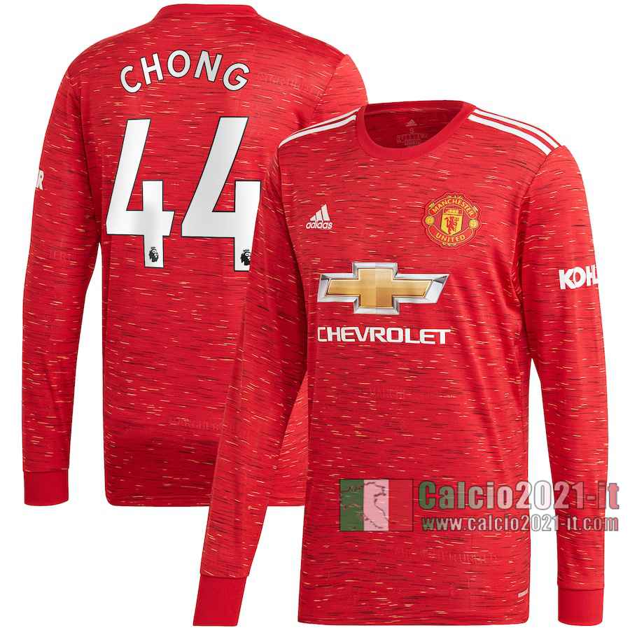 Le Nuove Prima Maglia Calcio Manchester United Uomo Manica Lunga Tahith Chong #44 2020-2021