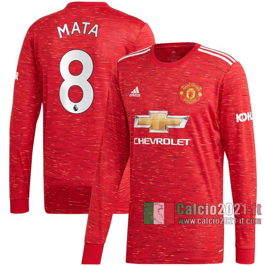 Le Nuove Prima Maglia Calcio Manchester United Uomo Manica Lunga Juan Mata #8 2020-2021