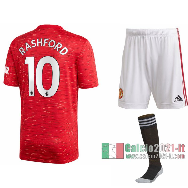 Le Nuove Prima Maglia Calcio Manchester United Bambino Marcus Rashford #10 2020-2021