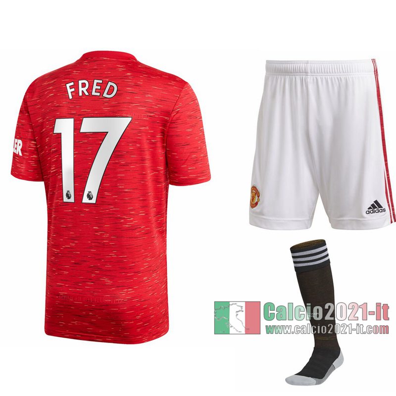 Le Nuove Prima Maglia Calcio Manchester United Bambino Fred #17 2020-2021