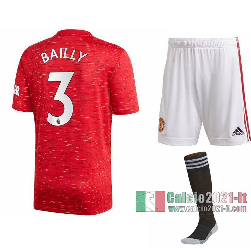 Le Nuove Prima Maglia Calcio Manchester United Bambino Eric Bailly #3 2020-2021