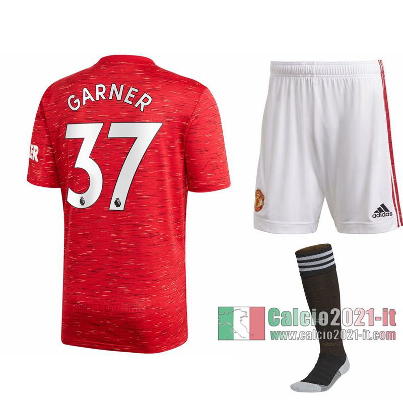 Le Nuove Prima Maglia Calcio Manchester United Bambino James Garner #37 2020-2021