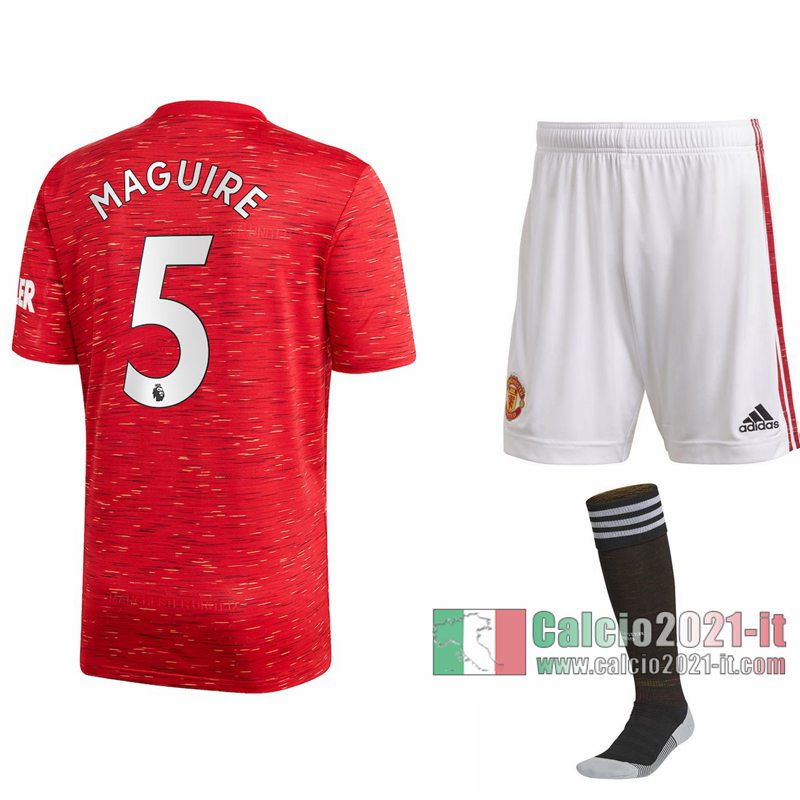 Le Nuove Prima Maglia Calcio Manchester United Bambino Harry Maguire #5 2020-2021