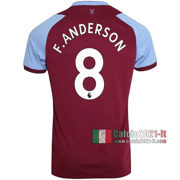 Calcio2021-It: La Nuova Prima Maglia West Ham United F.Anderson #8 Bambino 2020-2021