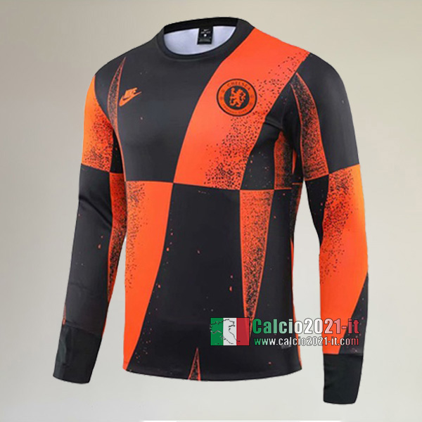 Track Top| Nuove Del FC Chelsea Felpa Sportswear Arancio Nera Affidabile 2019-2020