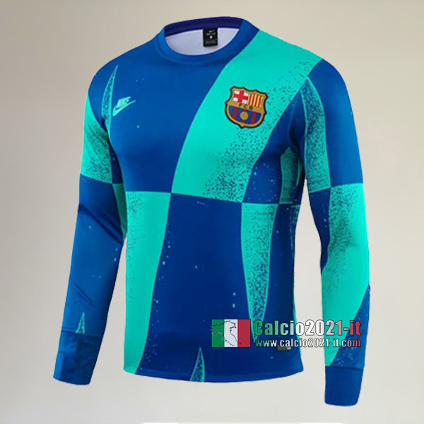 Track Top| La Nuove FC Barcellona Felpa Sportswear Azzurra Verde Retro 2019-2020