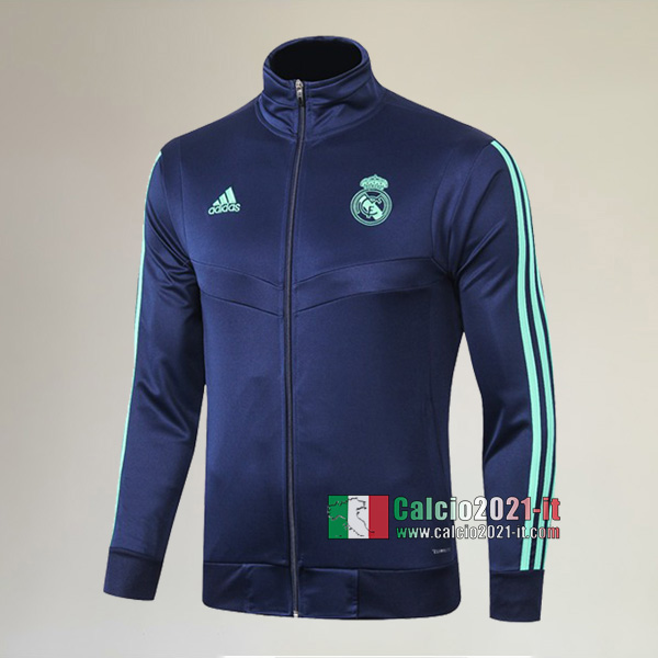 Nuova Del Real Madrid Full-Zip Giacca Azzurra Scuro Replica 2019/2020 :Calcio2021-it