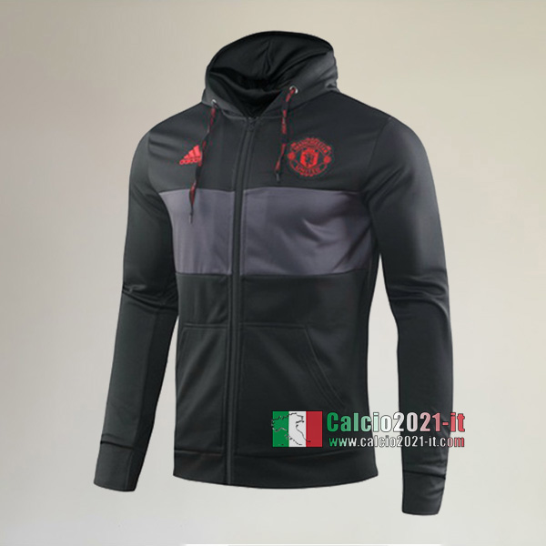 Nuova Del Manchester United Full-Zip Giacca Cappuccio Hoodie Nera Authentic 2019/2020