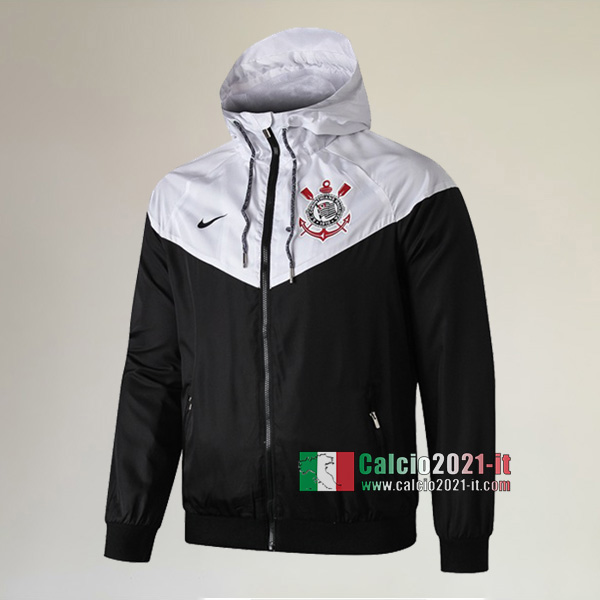 Nuove Del Corinthians Full-Zip Giacca Antivento Bianca/Nera Originali 2019/2020 :Calcio2021-it