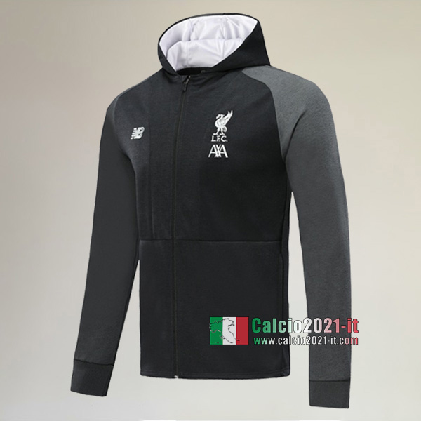 Nuove Del Liverpool FC Full-Zip Giacca Cappuccio Hoodie Nera Classiche 2019/2020 :Calcio2021-it
