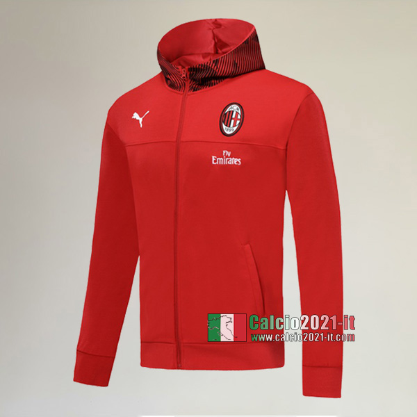 La Nuova Milano Full-Zip Giacca Cappuccio Hoodie Rossa Vintage 2019/2020 :Calcio2021-it