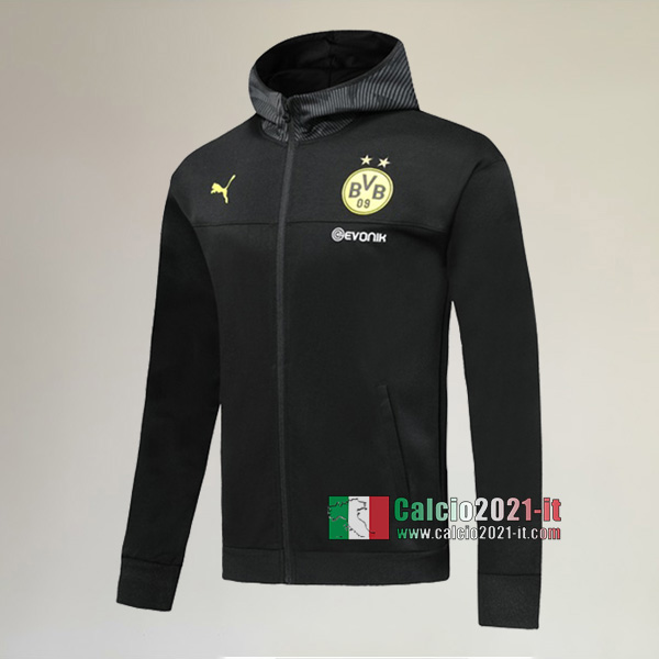 La Nuova Borussia Dortmund Full-Zip Giacca Cappuccio Hoodie Nera Classiche 2019/2020 :Calcio2021-it