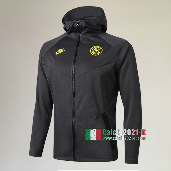 La Nuove Inter Full-Zip Giacca Cappuccio Hoodie Grigia Originale 2019/2020 :Calcio2021-it