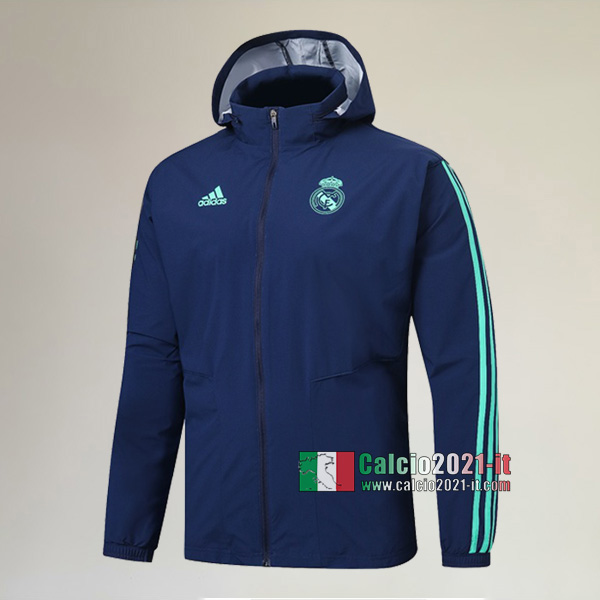 Nuova Del Real Madrid Full-Zip Giacca Antivento Azzurra Marino Authentic 2019/2020 :Calcio2021-it