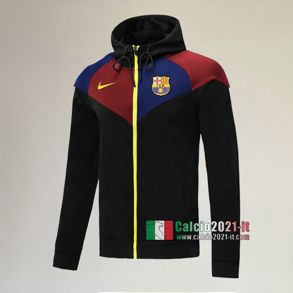 La Nuove FC Barcellona Full-Zip Giacca Cappuccio Hoodie Jordan Nera Azzurra Rossa Vintage 2020/2021