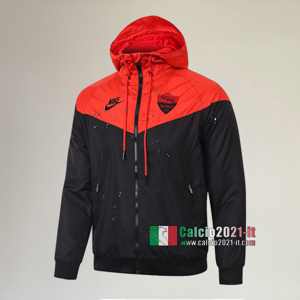 Nuova Del AS Roma Full-Zip Giacca Antivento Rossa Nera Thailandia 2020/2021 :Calcio2021-it