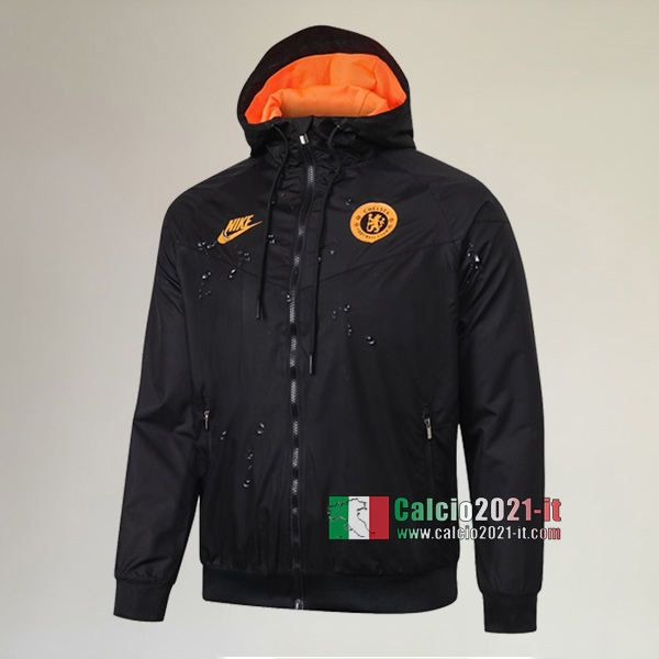 Nuove Del FC Chelsea Full-Zip Giacca Antivento Nera Classiche 2020/2021