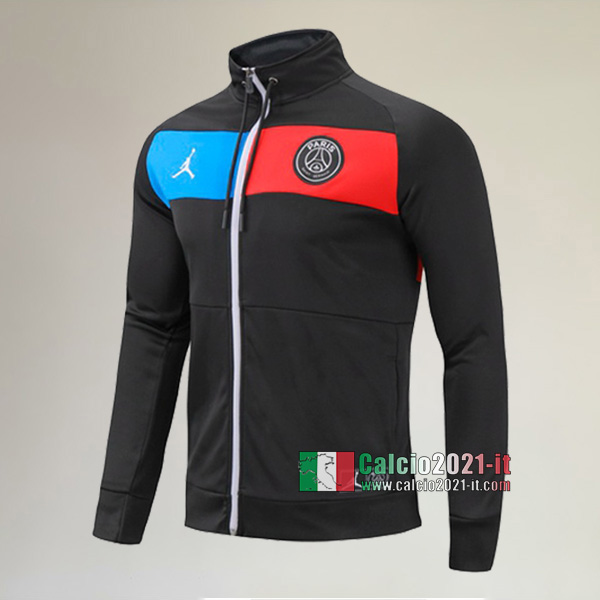 La Nuove Paris Saint Germain PSG Full-Zip Giacca Collare Alto Rossa Azzurra Retro 2020/2021