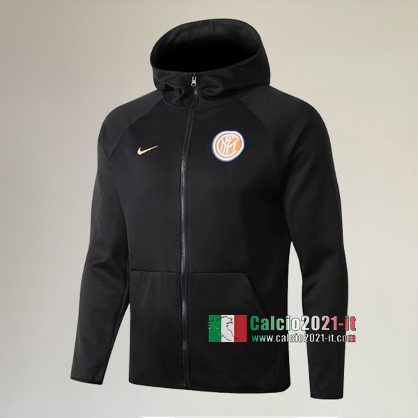 La Nuove Inter Full-Zip Giacca Cappuccio Hoodie Nera Retro 2019/2020 :Calcio2021-it