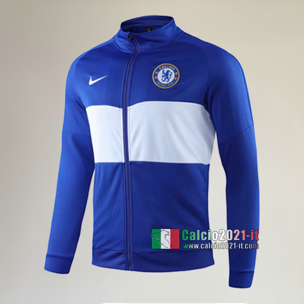 Nuove Del FC Chelsea Full-Zip Giacca Azzurra/Bianca AAA Qualità 2019/2020 :Calcio2021-it