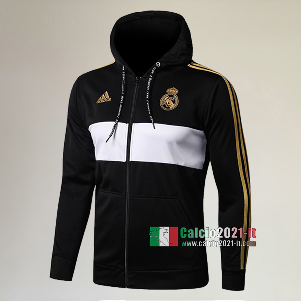 La Nuova Real Madrid Full-Zip Giacca Cappuccio Hoodie Nera Vintage 2019/2020 :Calcio2021-it