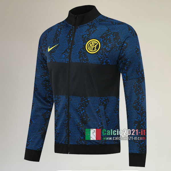 La Nuove Inter Full-Zip Giacca Azzurra Nera Retro 2020/2021 :Calcio2021-it