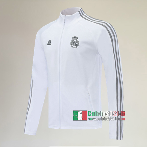 Nuova Del Real Madrid Full-Zip Giacca Bianca Authentic 2020/2021 :Calcio2021-it