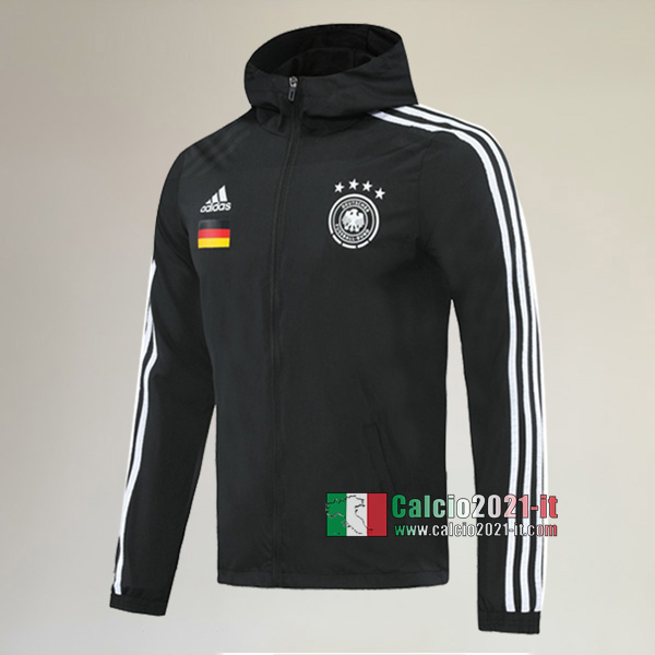 Nuove Del Germania Full-Zip Giacca Antivento Nera Originali 2020/2021 :Calcio2021-it