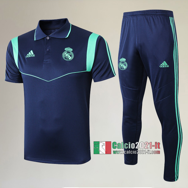 La Nuova Kit Magliette Polo Real Madrid Manica Corta + Pantaloni Azzurra Scuro 2019/2020 :Calcio2021-it