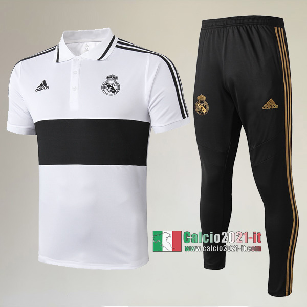 La Nuove Kit Maglietta Polo Real Madrid Manica Corta + Pantaloni Nera/Bianca 2019/2020 :Calcio2021-it