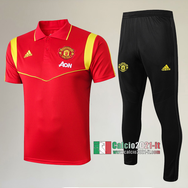 La Nuova Kit Magliette Polo Manchester United Manica Corta + Pantaloni Rossa 2019/2020 :Calcio2021-it