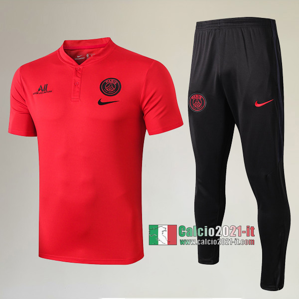 La Nuova Kit Magliette Polo PSG Paris Saint Germain Manica Corta + Pantaloni Rossa 2019/2020 :Calcio2021-it