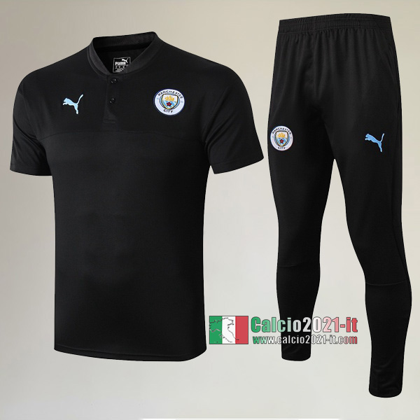 La Nuove Kit Maglietta Polo Manchester City Manica Corta + Pantaloni Nera 2019/2020 :Calcio2021-it