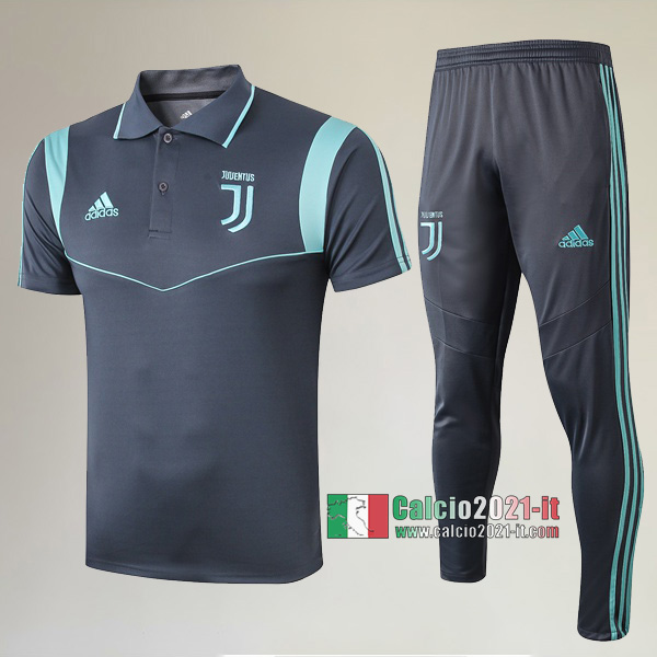 La Nuova Kit Magliette Polo Juventus Turin Manica Corta + Pantaloni Azzurra/Verde 2019/2020 :Calcio2021-it