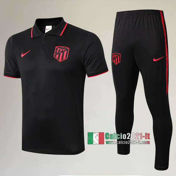 La Nuova Kit Magliette Polo Atletico Madrid Manica Corta + Pantaloni Nera 2019/2020 :Calcio2021-it
