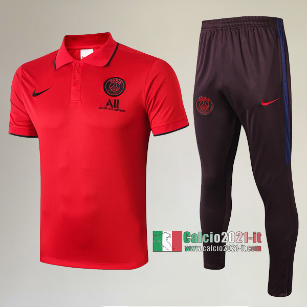 La Nuova Kit Magliette Polo PSG Paris Saint Germain Manica Corta + Pantaloni Rossa 2019/2020 :Calcio2021-it