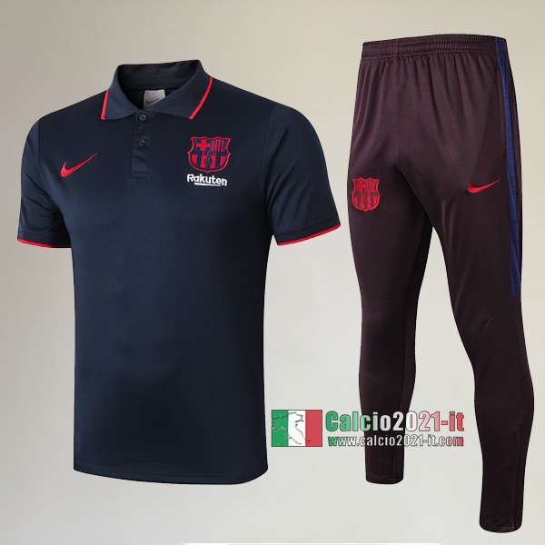 La Nuove Kit Maglietta Polo FC Barcellona Manica Corta + Pantaloni Azzurra Marino 2019/2020 :Calcio2021-it