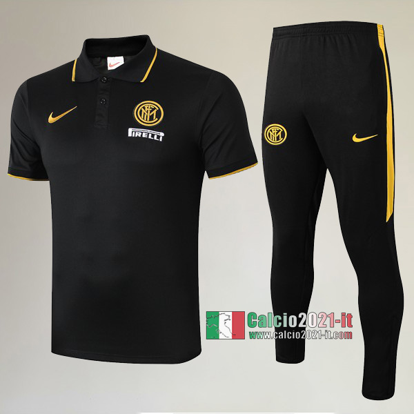 La Nuove Kit Maglietta Polo Inter Milan Manica Corta + Pantaloni Nera 2019/2020 :Calcio2021-it