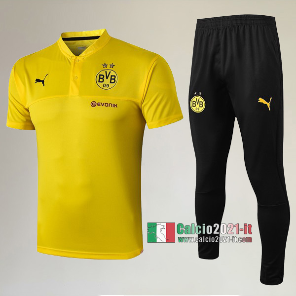 La Nuova Kit Magliette Polo Borussia Dortmund Manica Corta + Pantaloni Gialla 2019/2020 :Calcio2021-it