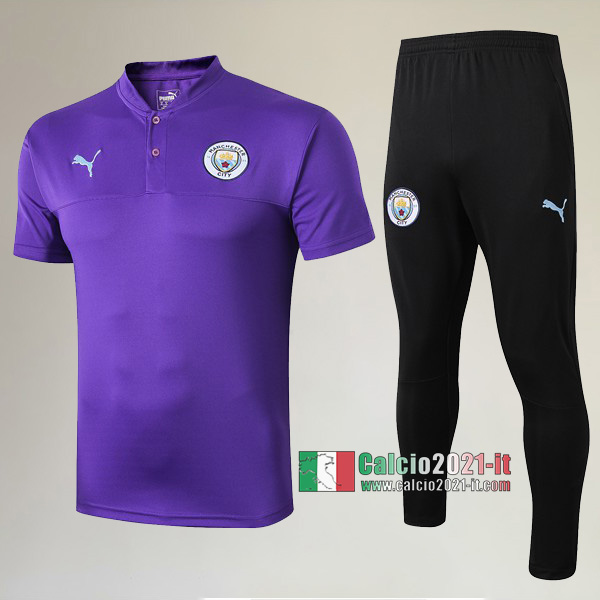 La Nuova Kit Magliette Polo Manchester City Manica Corta + Pantaloni Porpora 2019/2020 :Calcio2021-it