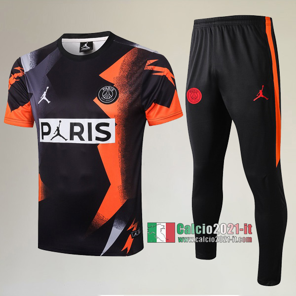 La Nuova Kit Magliette Polo PSG Paris Saint Germain Manica Corta + Pantaloni Nera Gialla 2020/2021
