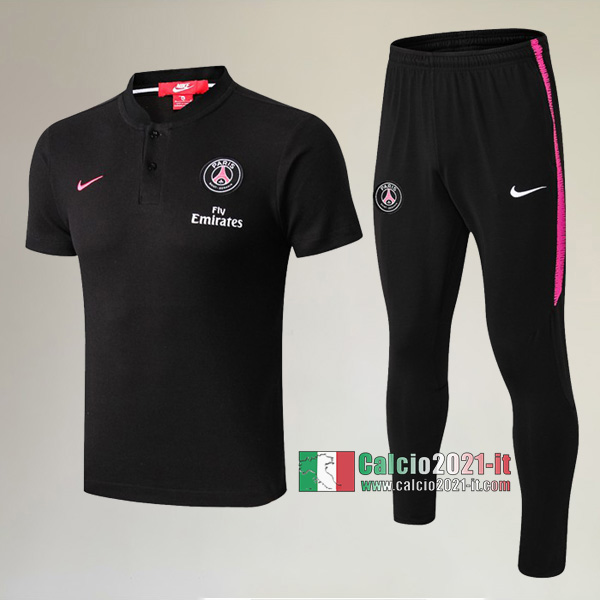 La Nuove Kit Maglietta Polo PSG Paris Saint Germain Manica Corta + Pantaloni Nera 2019/2020 :Calcio2021-it
